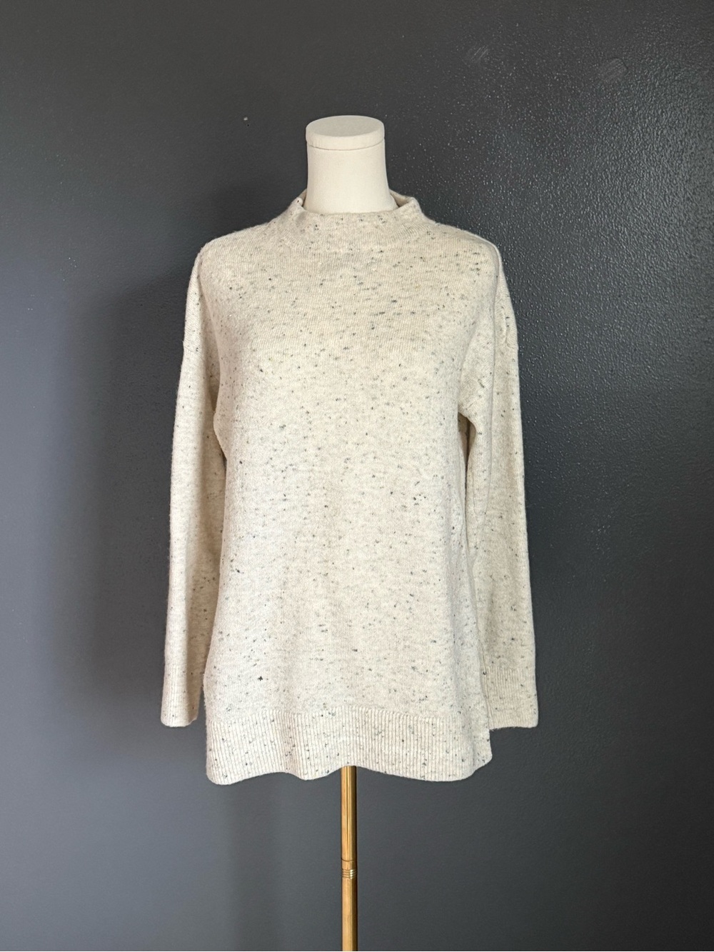LOFT Cream Speckled Knit Sweater